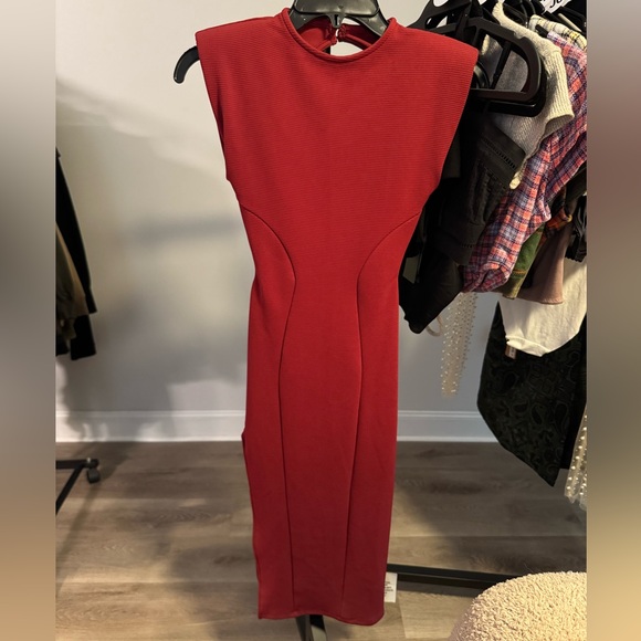 ASOS Design Red Ribbed Open Back Dress NWT - Picture 2 of 5